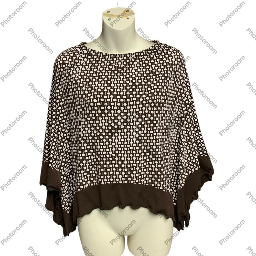 Speechless Brown and White Poncho Top size medium but would fit up